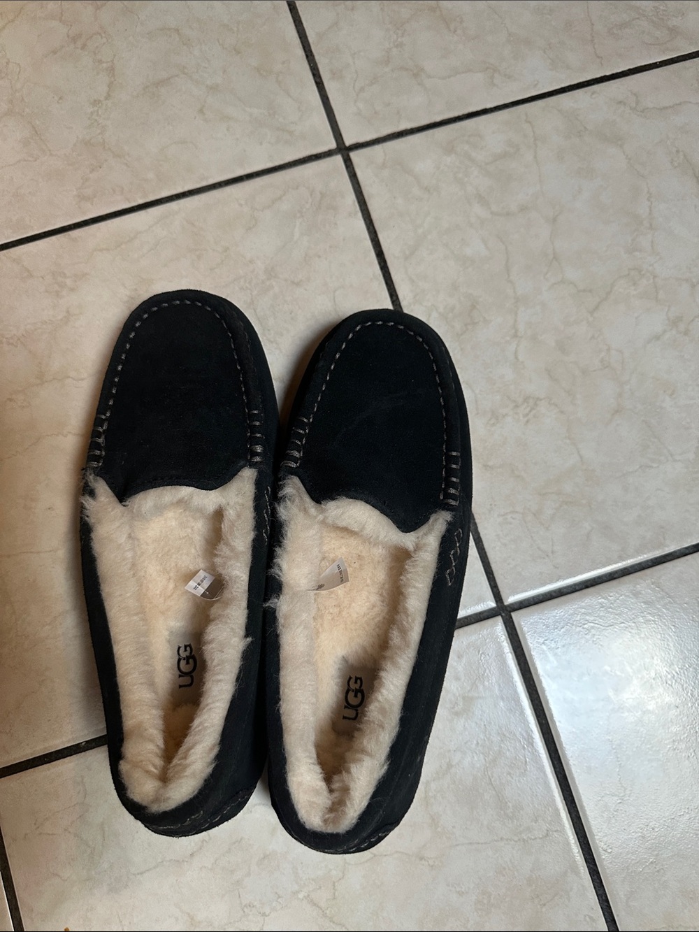 UGG Men's Black Suede Shearling-Lined Slippers